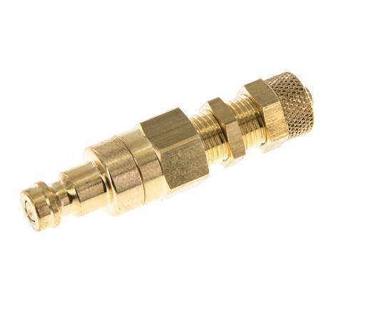 Brass DN 5 Air Coupling Plug 4x6 mm Union Nut Bulkhead Double Shut-Off