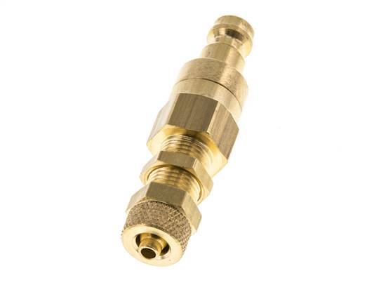 Brass DN 5 Air Coupling Plug 4x6 mm Union Nut Bulkhead Double Shut-Off