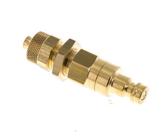 Brass DN 5 Air Coupling Plug 6x8 mm Union Nut Bulkhead Double Shut-Off