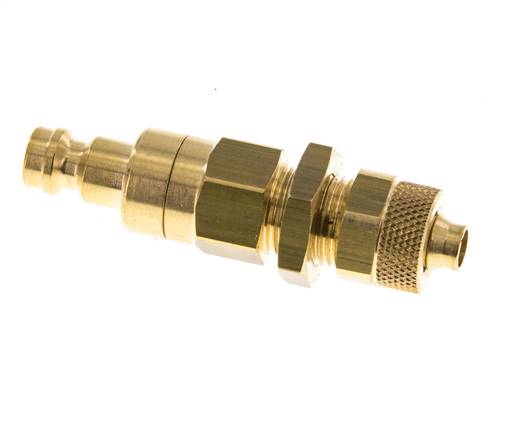 Brass DN 5 Air Coupling Plug 6x8 mm Union Nut Bulkhead Double Shut-Off