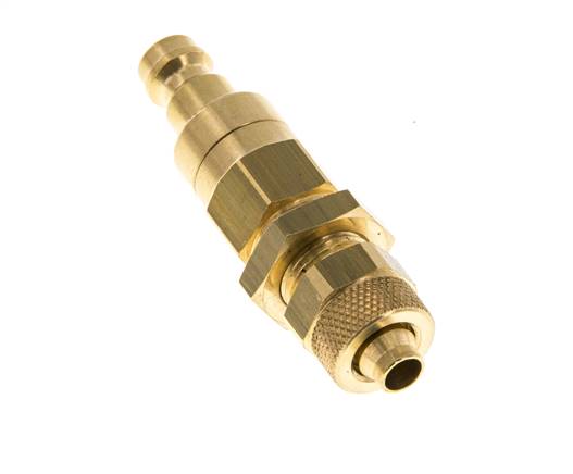 Brass DN 5 Air Coupling Plug 6x8 mm Union Nut Bulkhead Double Shut-Off