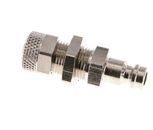 Nickel-plated Brass DN 5 Air Coupling Plug 6x8 mm Union Nut Bulkhead