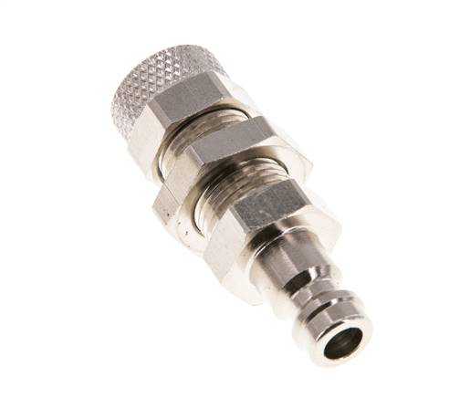 Nickel-plated Brass DN 5 Air Coupling Plug 6x8 mm Union Nut Bulkhead