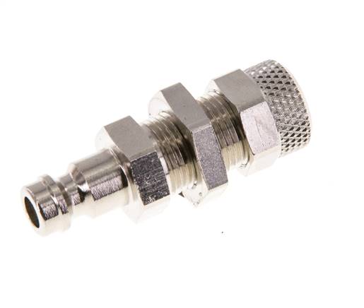 Nickel-plated Brass DN 5 Air Coupling Plug 6x8 mm Union Nut Bulkhead