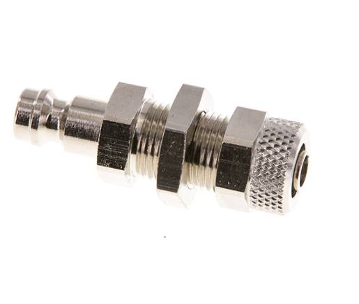 Nickel-plated Brass DN 5 Air Coupling Plug 6x8 mm Union Nut Bulkhead
