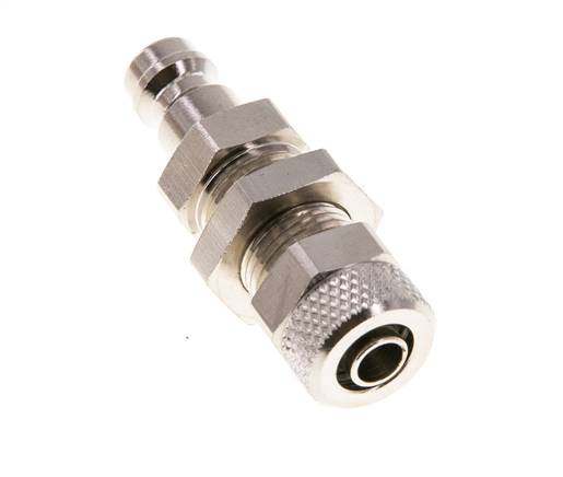 Nickel-plated Brass DN 5 Air Coupling Plug 6x8 mm Union Nut Bulkhead
