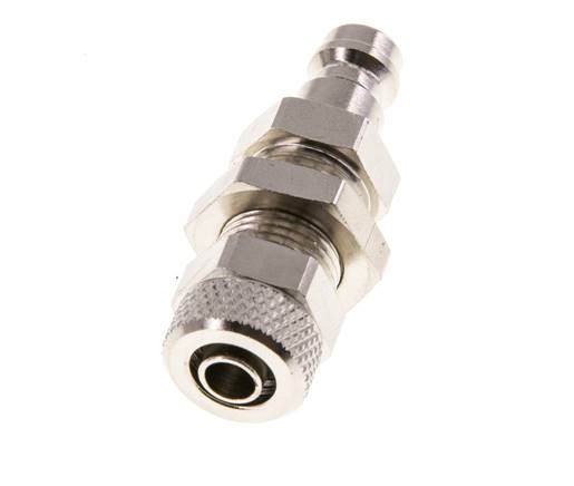 Nickel-plated Brass DN 5 Air Coupling Plug 6x8 mm Union Nut Bulkhead