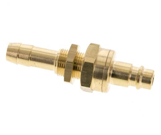 Brass DN 7.2 (Euro) Air Coupling Plug 10 mm Hose Pillar Bulkhead Double Shut-Off