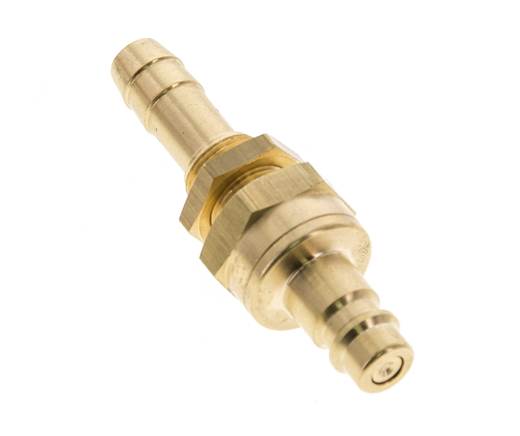 Brass DN 7.2 (Euro) Air Coupling Plug 10 mm Hose Pillar Bulkhead Double Shut-Off