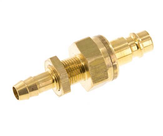 Brass DN 7.2 (Euro) Air Coupling Plug 8 mm Hose Pillar Bulkhead Double Shut-Off