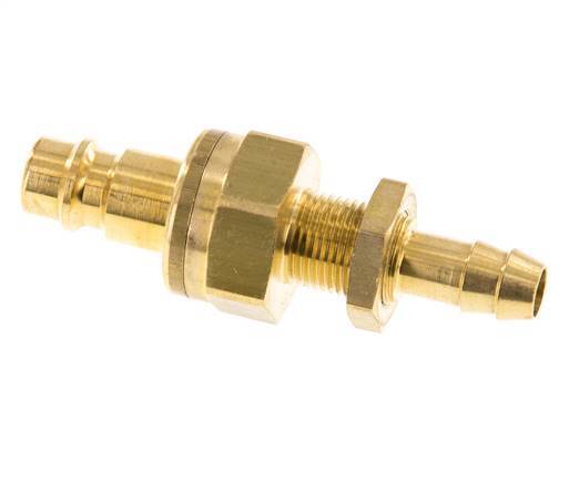 Brass DN 7.2 (Euro) Air Coupling Plug 8 mm Hose Pillar Bulkhead Double Shut-Off