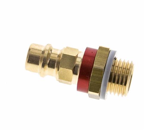 Brass DN 7.2 (Euro) Red-Coded Air Coupling Plug G 1/4 inch Male