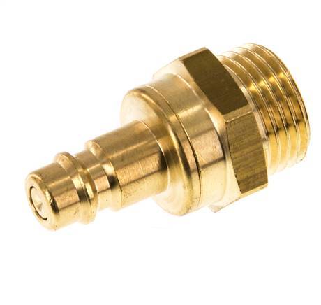 Brass DN 7.2 (Euro) Air Coupling Plug G 1/2 inch Male Double Shut-Off