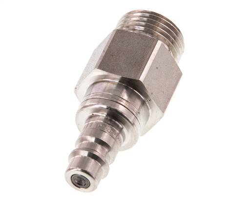 Stainless Steel 316L DN 7.2 (Euro) Air Coupling Plug G 1/2 inch Male Double Shut-Off