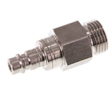 Stainless Steel 316L DN 7.2 (Euro) Air Coupling Plug G 1/2 inch Male Double Shut-Off