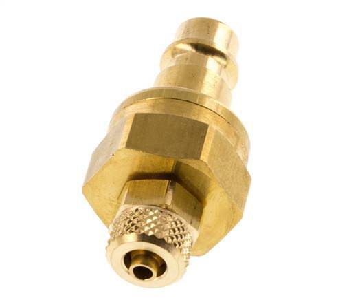 Brass DN 7.2 (Euro) Air Coupling Plug 4x6 mm Union Nut Double Shut-Off