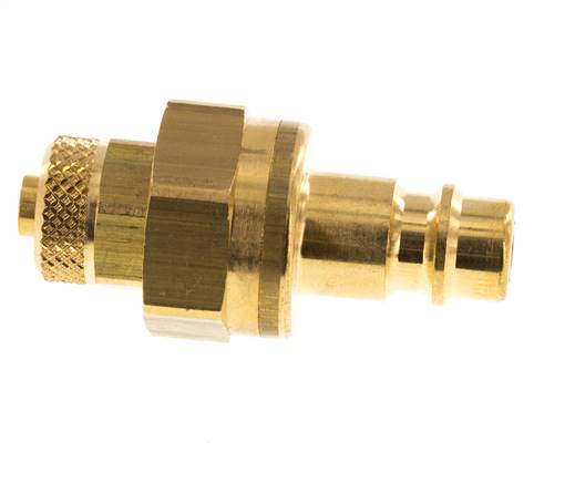 Brass DN 7.2 (Euro) Air Coupling Plug 6x8 mm Union Nut Double Shut-Off