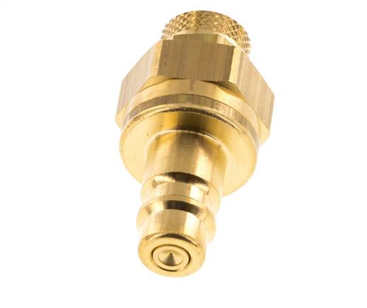 Brass DN 7.2 (Euro) Air Coupling Plug 6x8 mm Union Nut Double Shut-Off