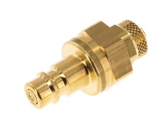 Brass DN 7.2 (Euro) Air Coupling Plug 6x8 mm Union Nut Double Shut-Off