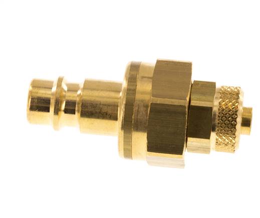 Brass DN 7.2 (Euro) Air Coupling Plug 6x8 mm Union Nut Double Shut-Off