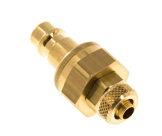 Brass DN 7.2 (Euro) Air Coupling Plug 6x8 mm Union Nut Double Shut-Off