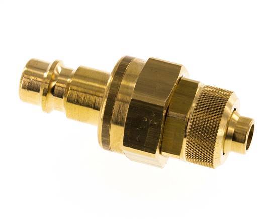 Brass DN 7.2 (Euro) Air Coupling Plug 8x10 mm Union Nut Double Shut-Off