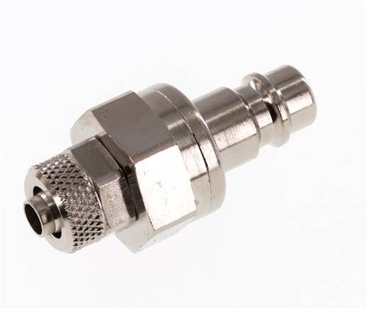 Nickel-plated Brass DN 7.2 (Euro) Air Coupling Plug 6x8 mm Union Nut Double Shut-Off