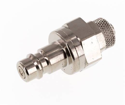 Nickel-plated Brass DN 7.2 (Euro) Air Coupling Plug 6x8 mm Union Nut Double Shut-Off