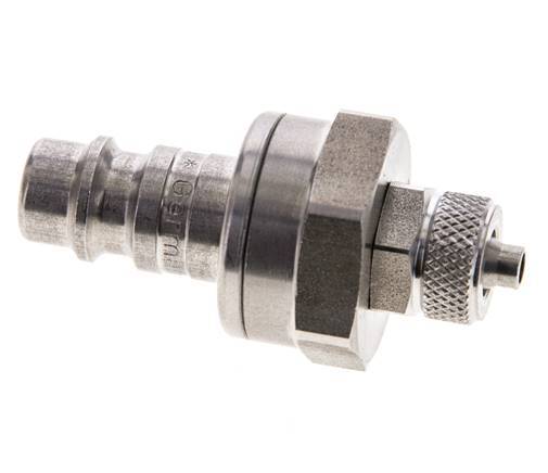 Stainless steel DN 7.2 (Euro) Air Coupling Plug 4x6 mm Union Nut Double Shut-Off