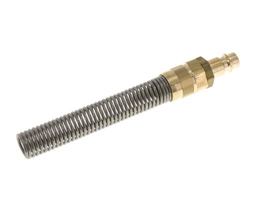 Brass DN 7.2 (Euro) Air Coupling Plug 6x8 mm Union Nut Bend-Protect with Check Valve