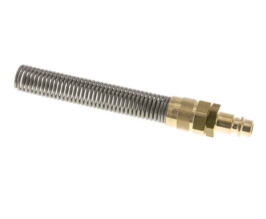 Brass DN 7.2 (Euro) Air Coupling Plug 6x8 mm Union Nut Bend-Protect with Check Valve