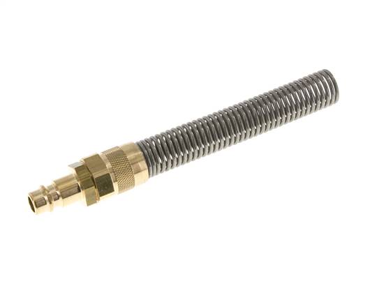 Brass DN 7.2 (Euro) Air Coupling Plug 6x8 mm Union Nut Bend-Protect with Check Valve