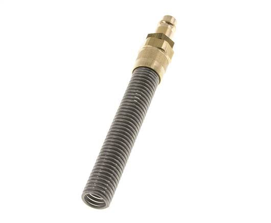 Brass DN 7.2 (Euro) Air Coupling Plug 6x8 mm Union Nut Bend-Protect with Check Valve