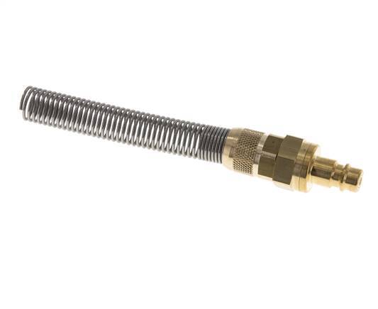 Brass DN 7.2 (Euro) Air Coupling Plug 9x12 mm Union Nut Bend-Protect Double Shut-Off