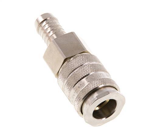 Nickel-plated Brass DN 10 Air Coupling Socket 13 mm Hose Pillar Double Shut-Off