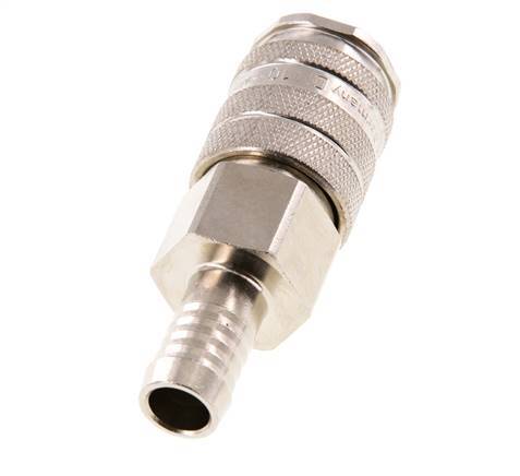 Nickel-plated Brass DN 10 Air Coupling Socket 13 mm Hose Pillar Double Shut-Off