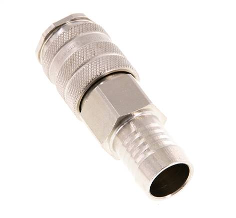 Nickel-plated Brass DN 10 Air Coupling Socket 19 mm Hose Pillar Double Shut-Off