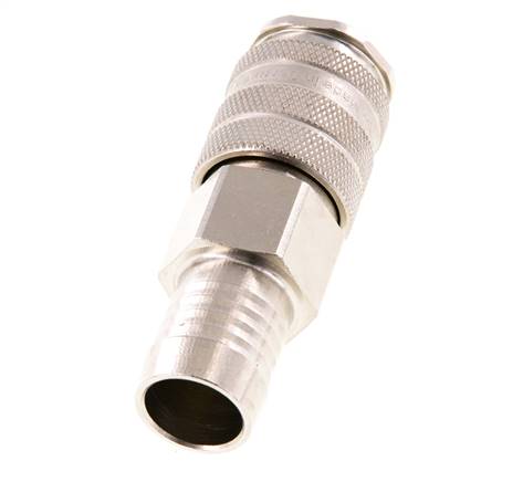 Nickel-plated Brass DN 10 Air Coupling Socket 19 mm Hose Pillar Double Shut-Off