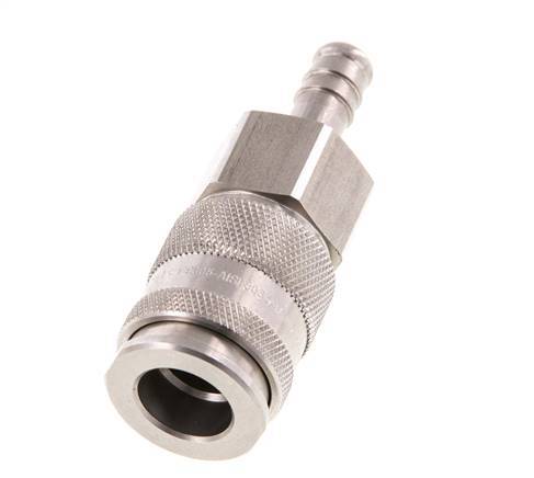 Stainless steel DN 10 Air Coupling Socket 9 mm Hose Pillar Double Shut-Off