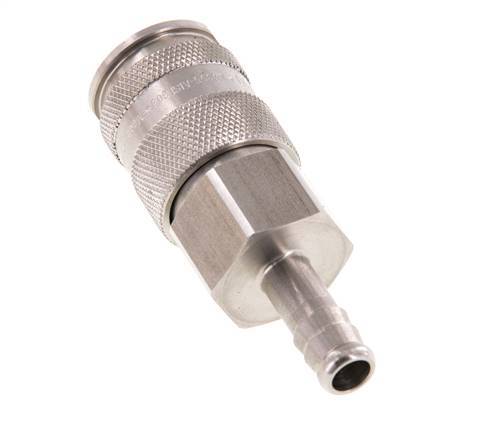 Stainless steel DN 10 Air Coupling Socket 9 mm Hose Pillar Double Shut-Off