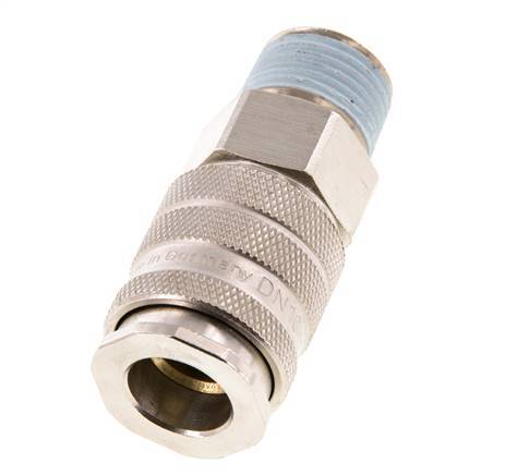 Nickel-plated Brass DN 10 Air Coupling Socket R 1/2 inch Male Double Shut-Off