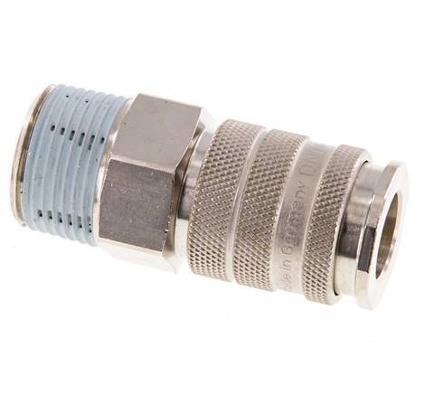 Nickel-plated Brass DN 10 Air Coupling Socket R 3/4 inch Male Double Shut-Off