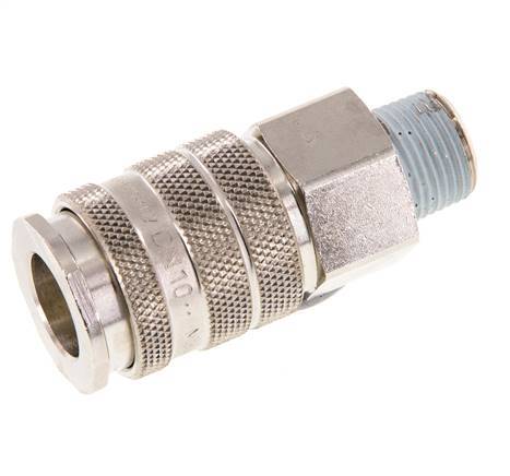 Nickel-plated Brass DN 10 Air Coupling Socket R 3/8 inch Male Double Shut-Off