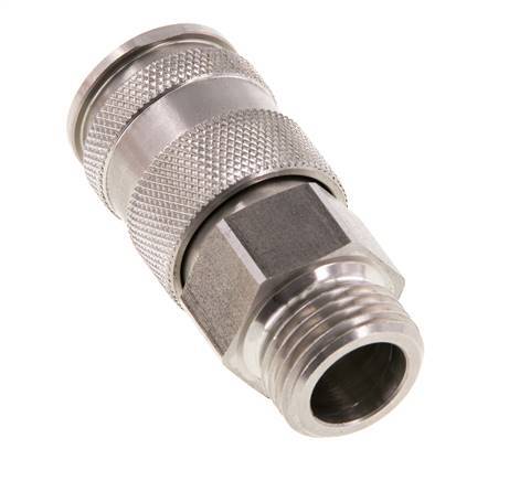 Stainless steel DN 10 Air Coupling Socket G 1/2 inch Male Double Shut-Off