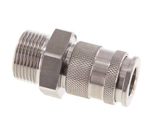 Stainless steel DN 10 Air Coupling Socket G 3/4 inch Male Double Shut-Off