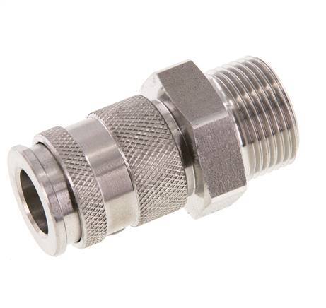Stainless steel DN 10 Air Coupling Socket G 3/4 inch Male Double Shut-Off