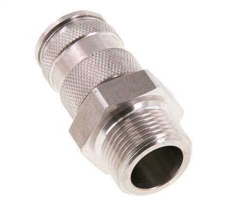 Stainless steel DN 10 Air Coupling Socket G 3/4 inch Male Double Shut-Off