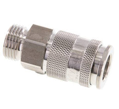 Stainless Steel 316L DN 10 Air Coupling Socket G 1/2 inch Male Double Shut-Off
