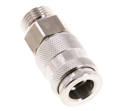 Stainless Steel 316L DN 10 Air Coupling Socket G 1/2 inch Male Double Shut-Off