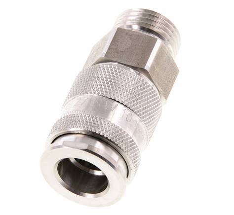 Stainless Steel 316L DN 10 Air Coupling Socket G 1/2 inch Male Double Shut-Off